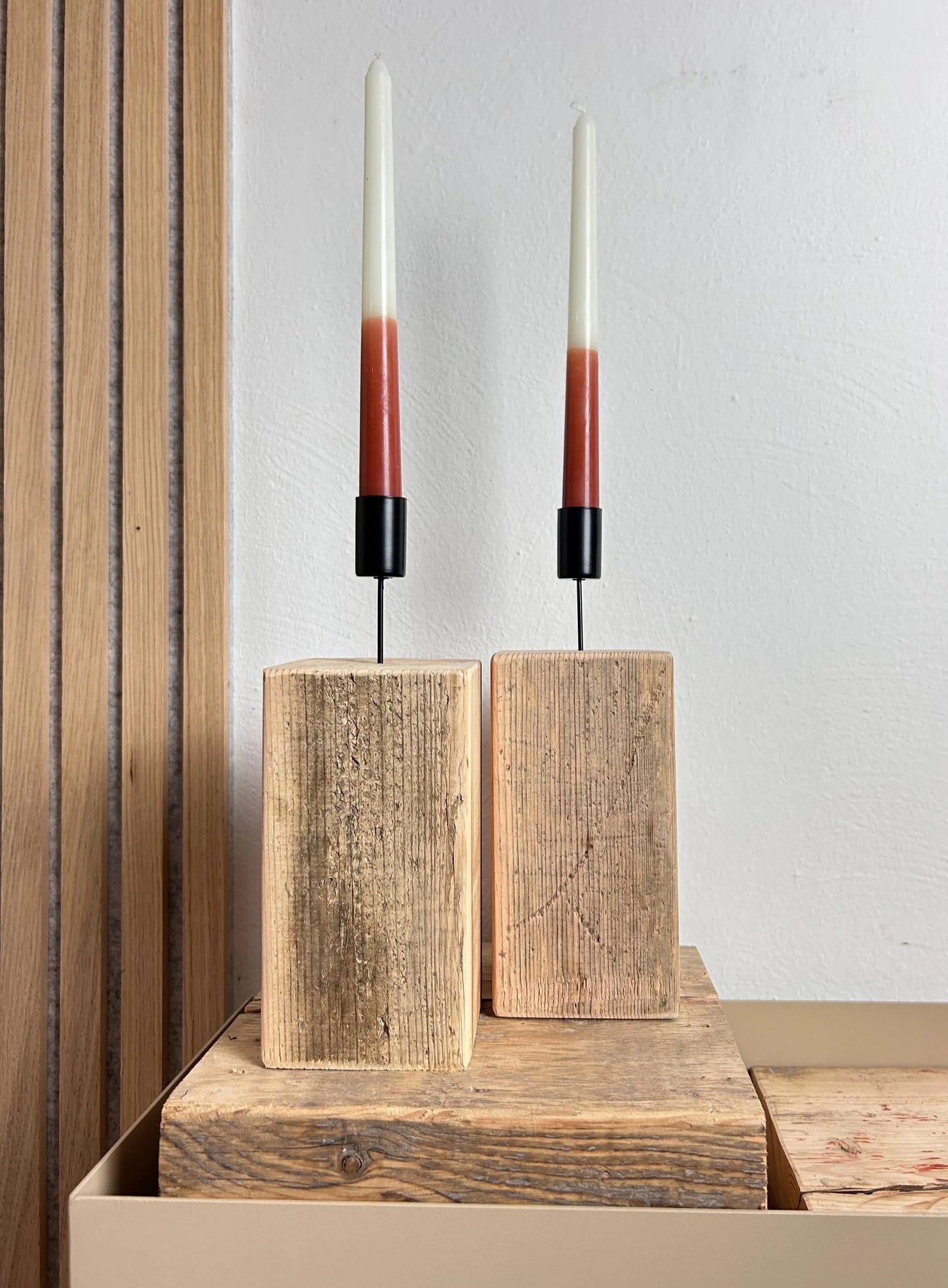 Upcycling Kerzenständer Altholz