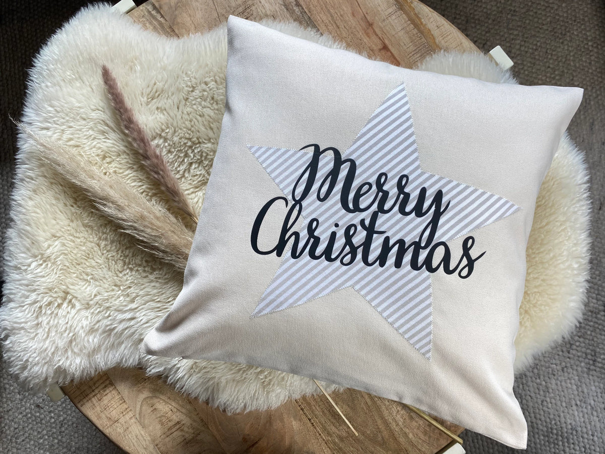 Kissen Merry Christmas cremeweiss