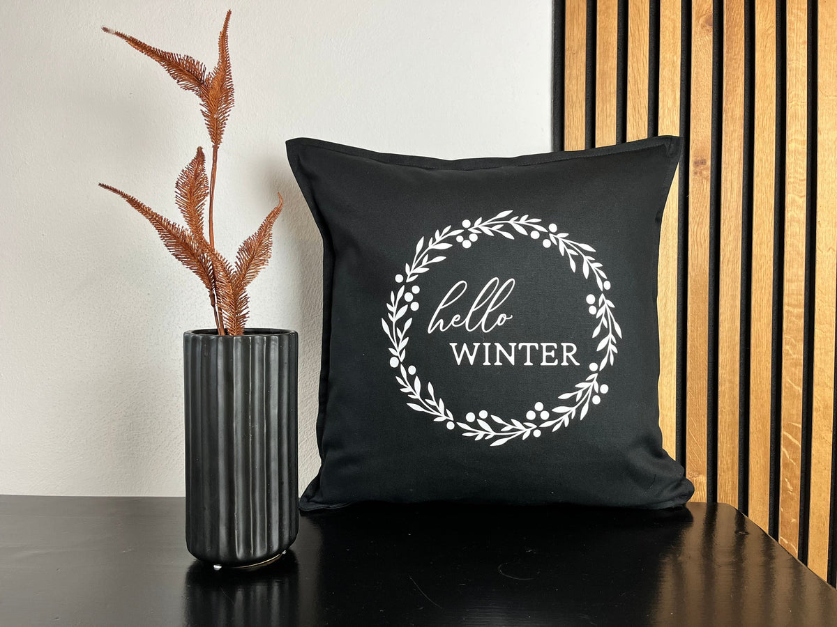 Kissen hello Winter schwarz