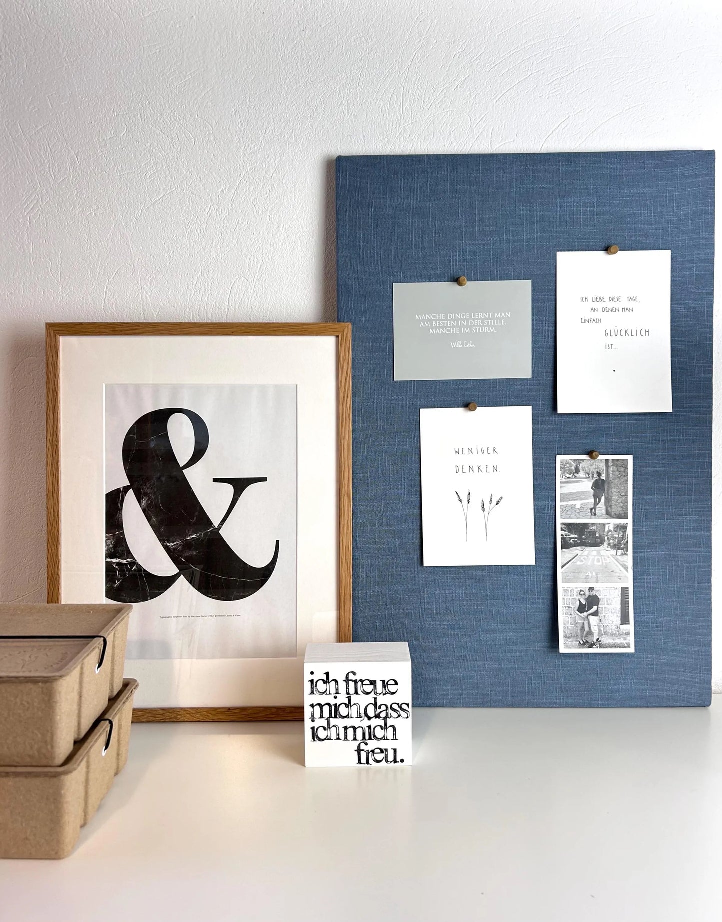 Pinnwand Pinboard Leinen schwedenblau