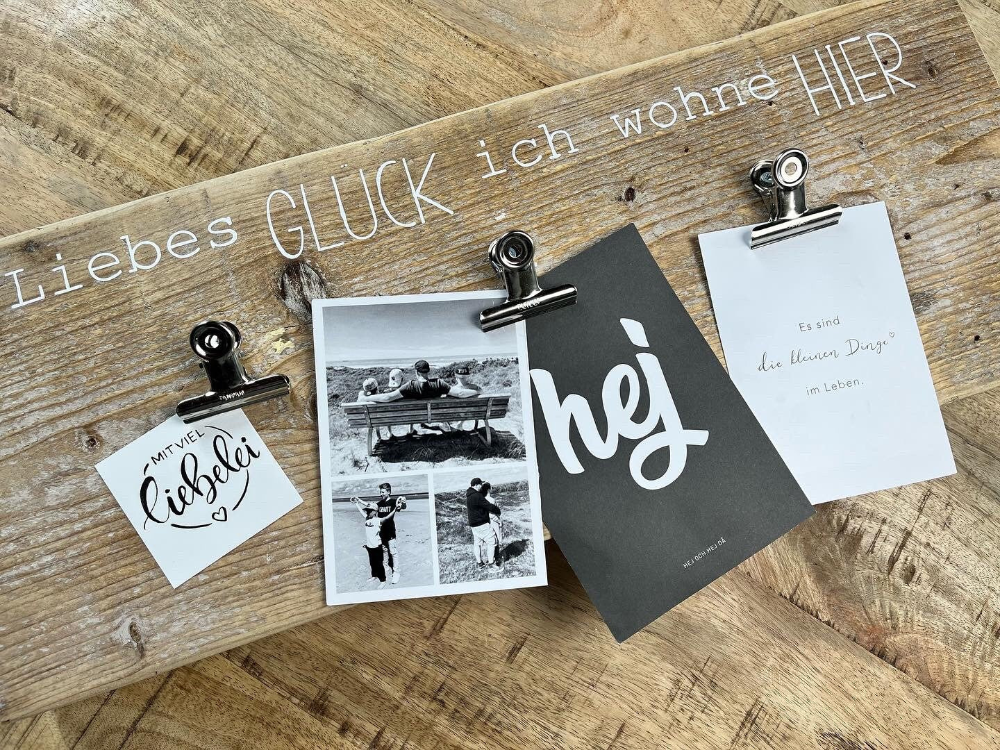 Upcycling Memoboard Liebes Glück weiß