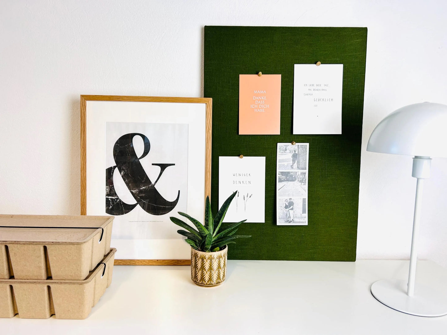 Pinnwand Pinboard Leinen moosgrün
