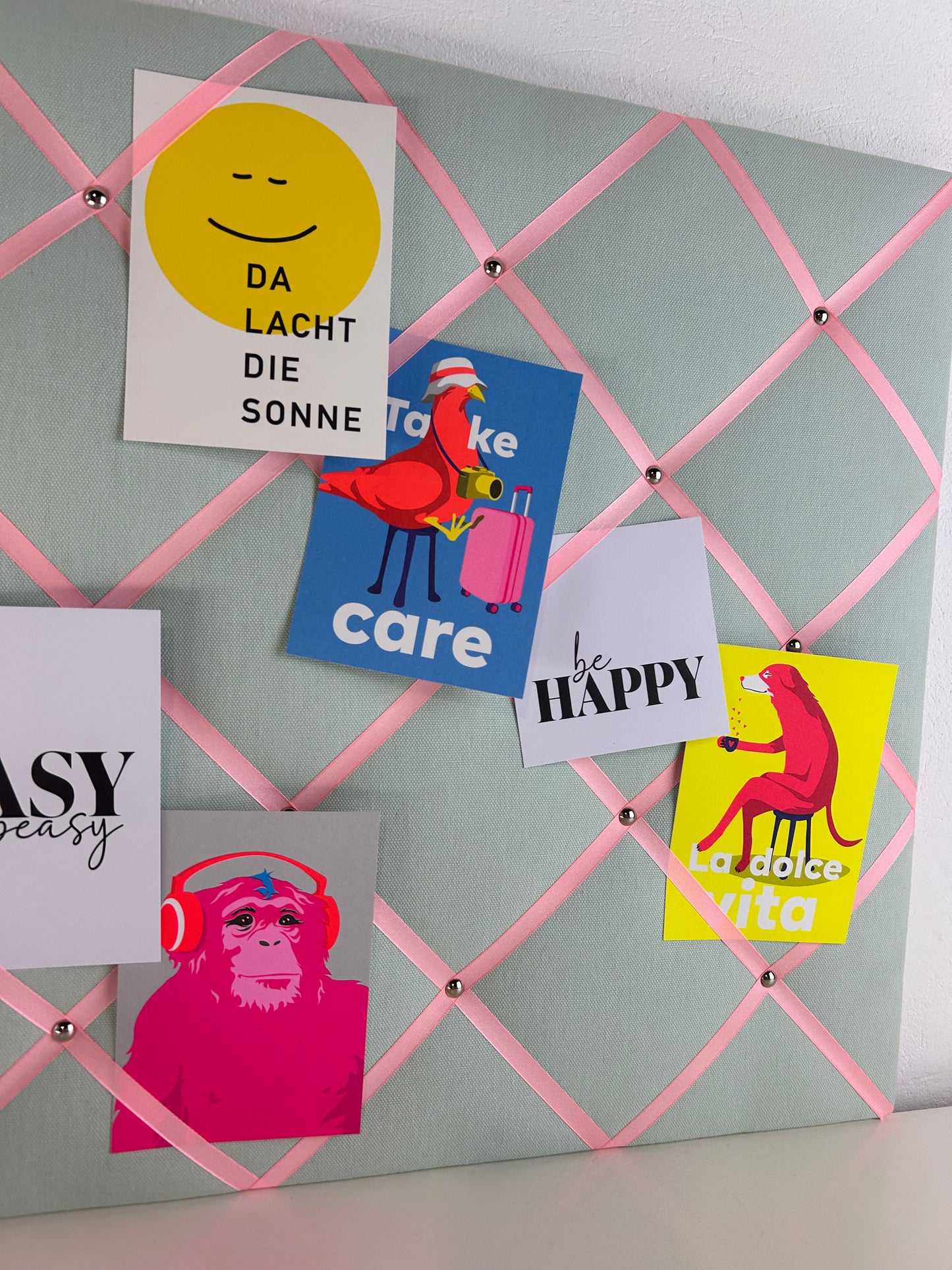 Memoboard helles mint & rosa Wunschgröße