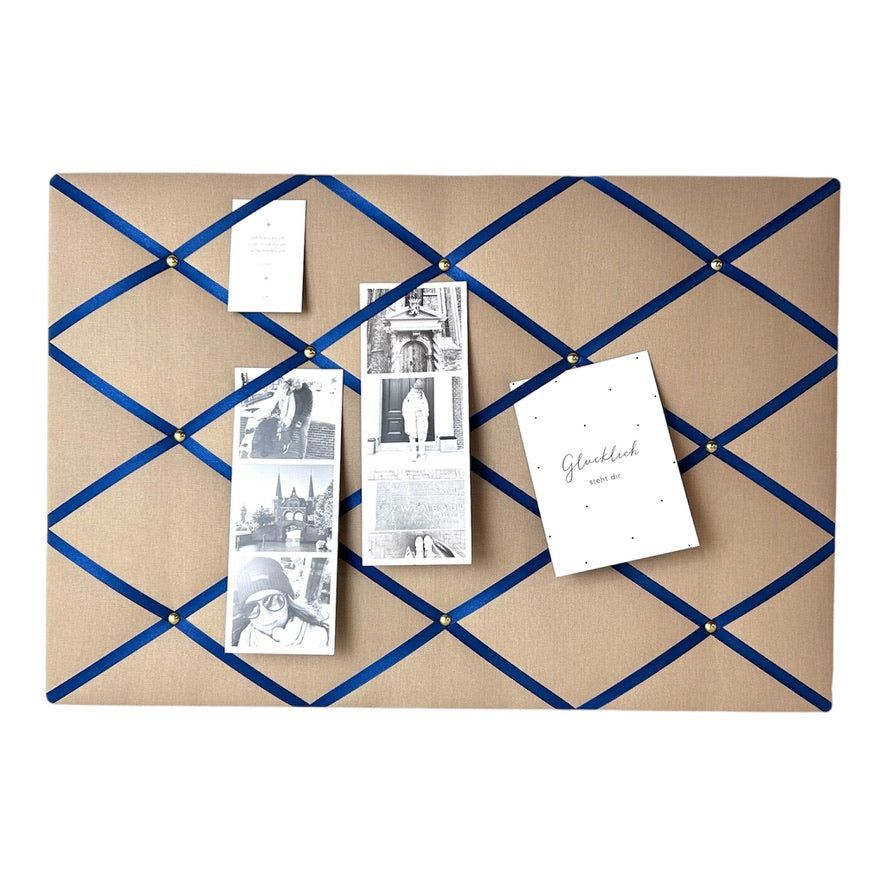 Memoboard Canvas beige - marineblau