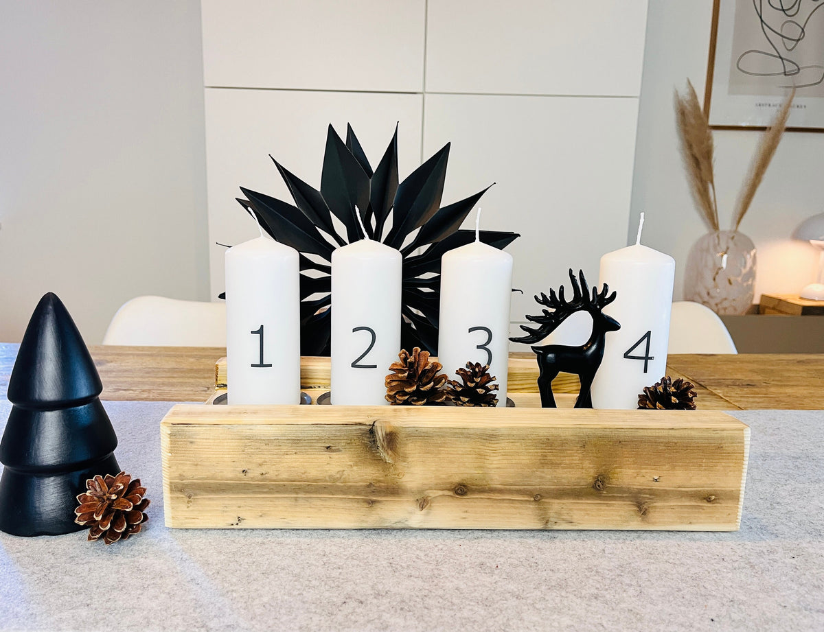 Adventskranz Upcycling Holztablett