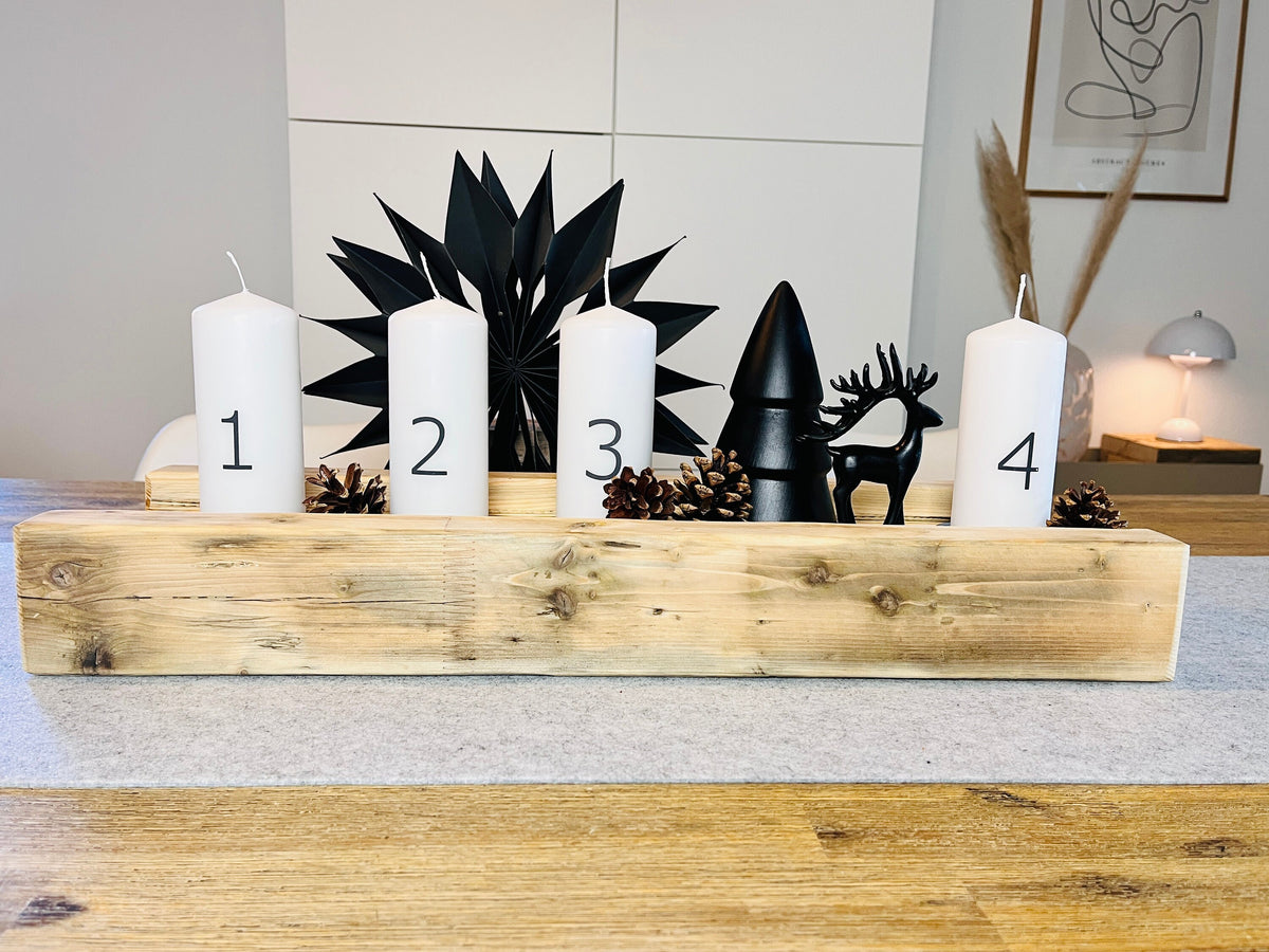 Adventskranz Upcycling Holztablett