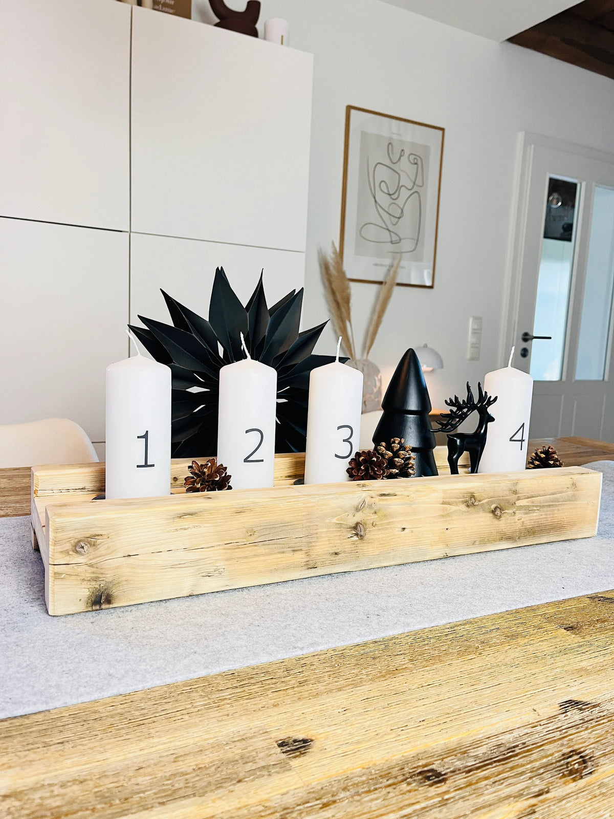 Adventskranz Upcycling Holztablett