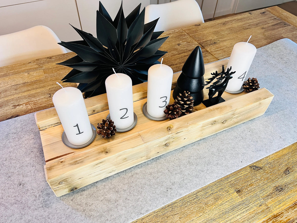 Adventskranz Upcycling Holztablett