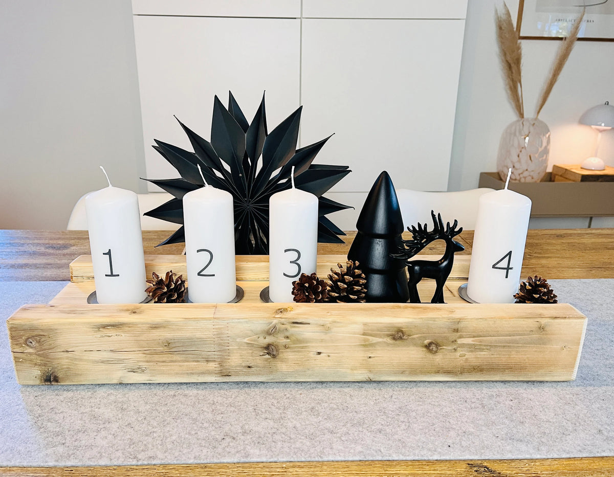 Adventskranz Upcycling Holztablett