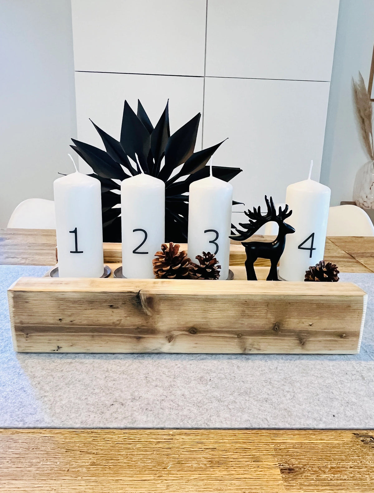 Adventskranz Upcycling Holztablett