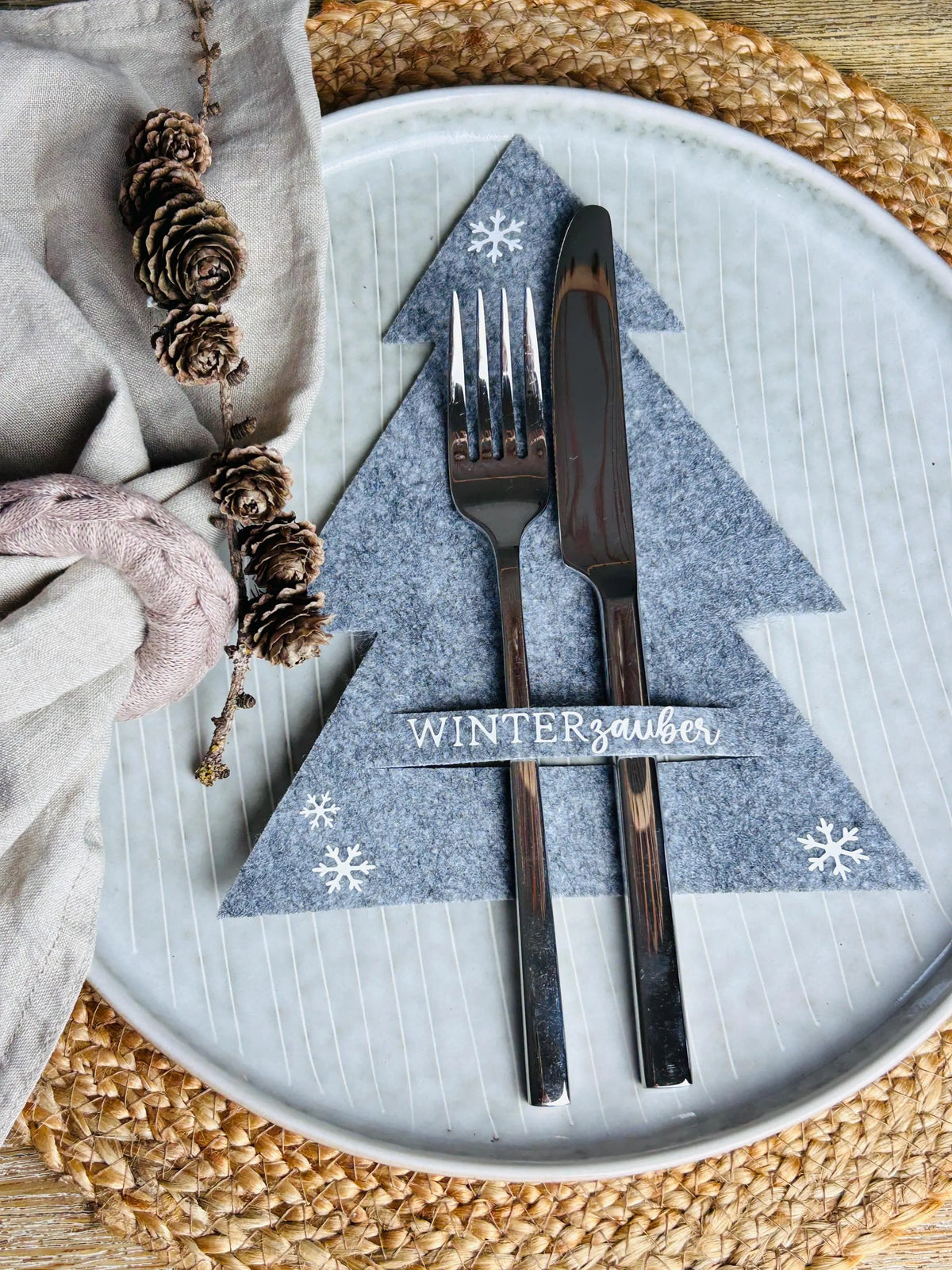 Bestecktasche aus Filz Winterzauber