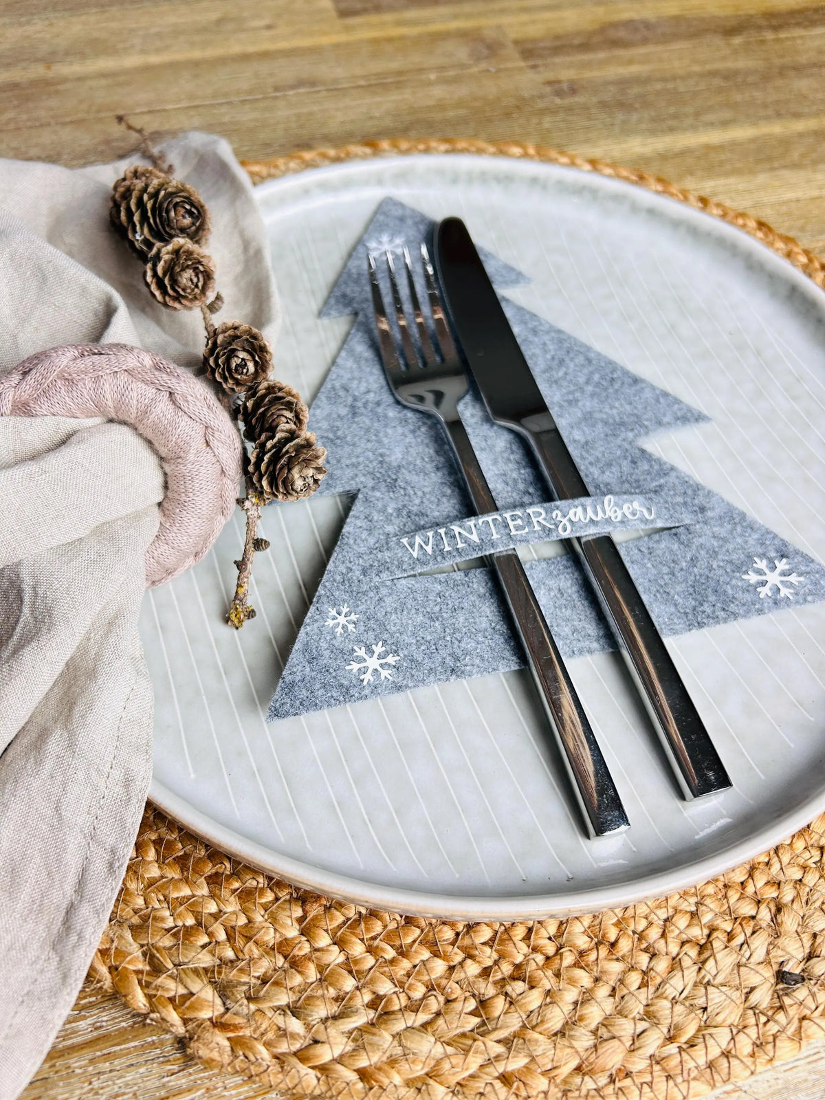 Bestecktasche aus Filz Winterzauber