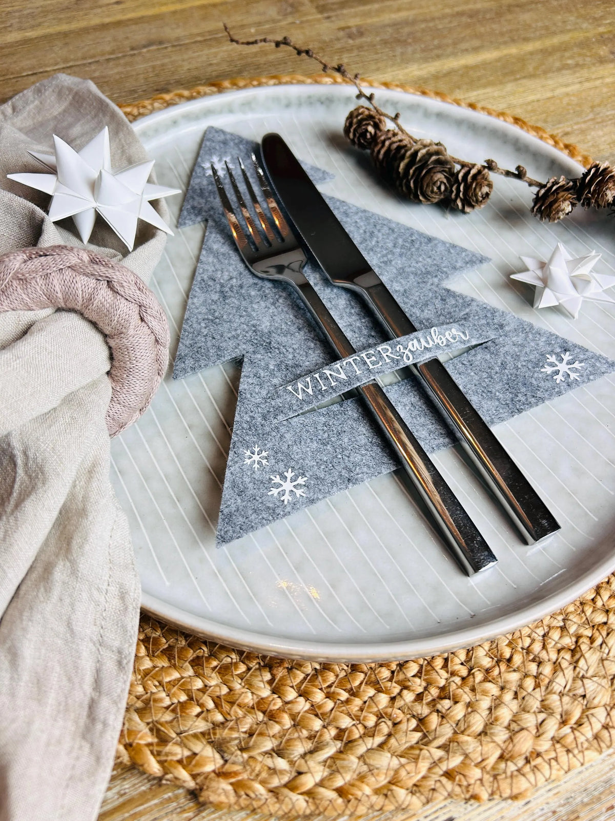 Bestecktasche aus Filz Winterzauber