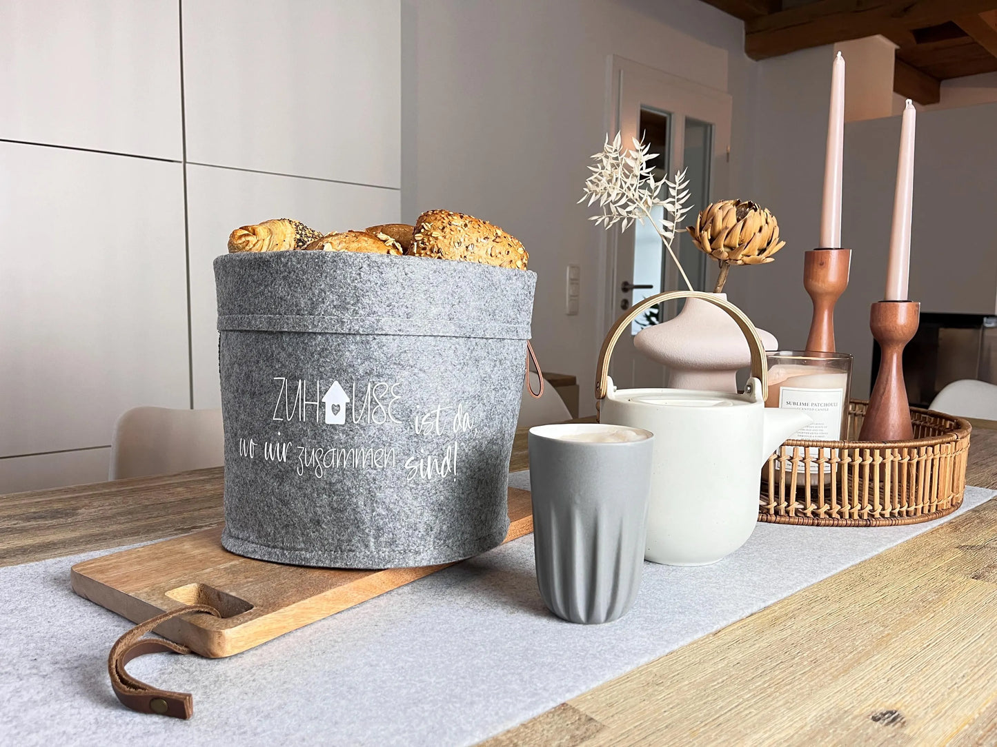 Utensilo Brötchenkorb Zuhause  Filz Einweihung Hochzeit