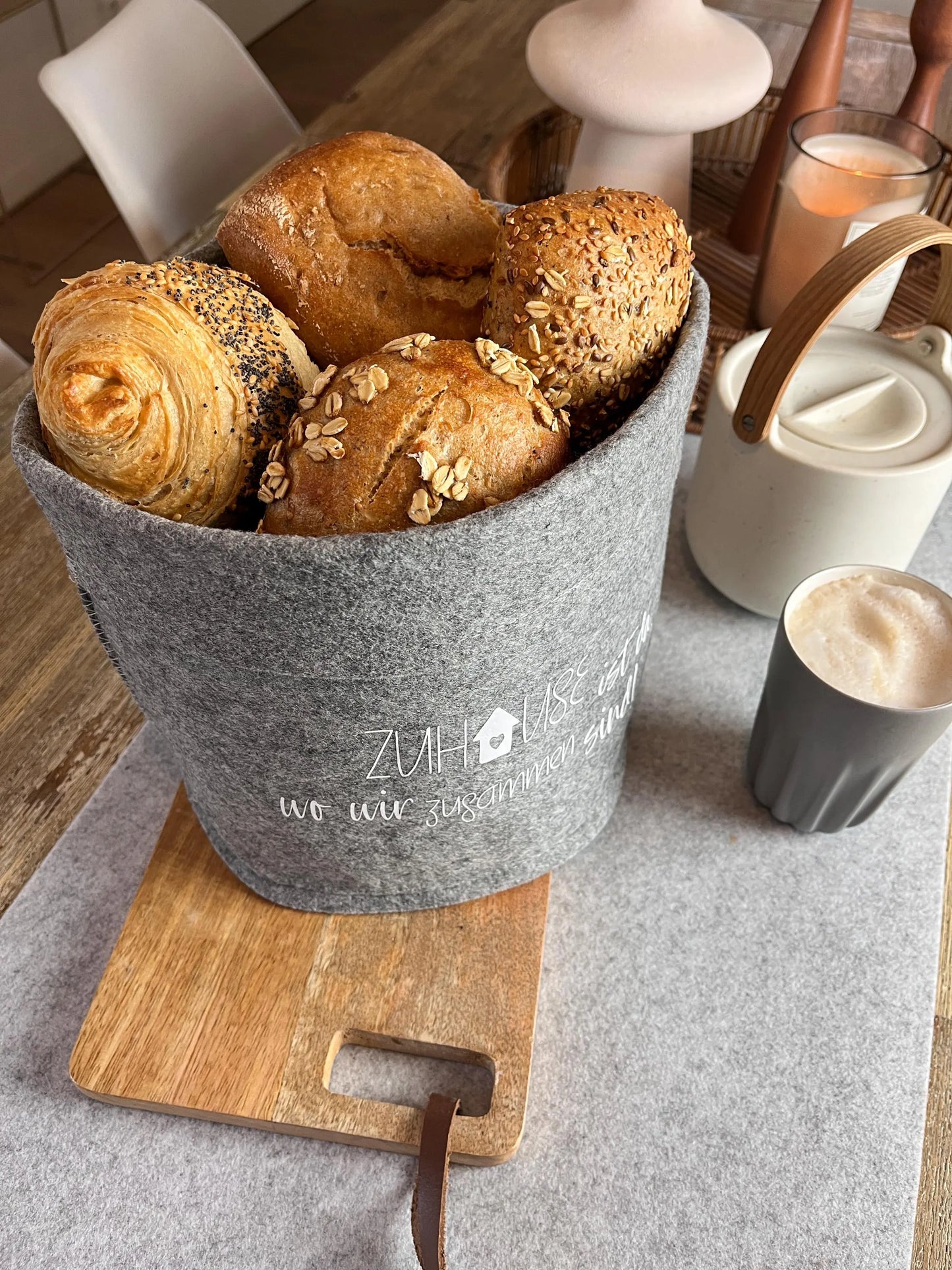 Utensilo Brötchenkorb Zuhause  Filz Einweihung Hochzeit