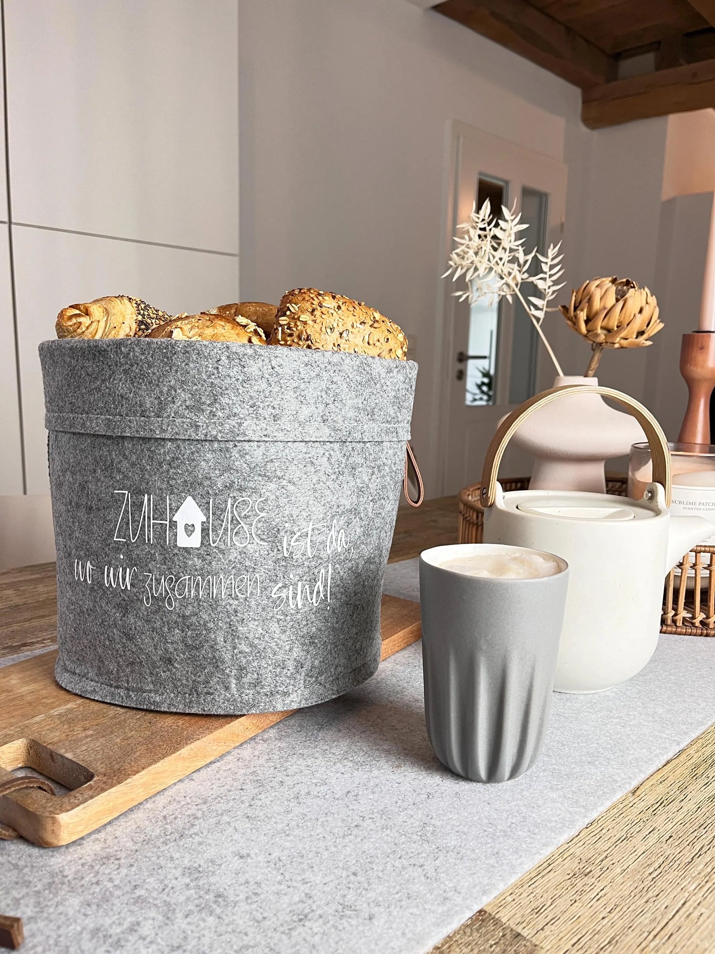 Utensilo Brötchenkorb Zuhause  Filz Einweihung Hochzeit