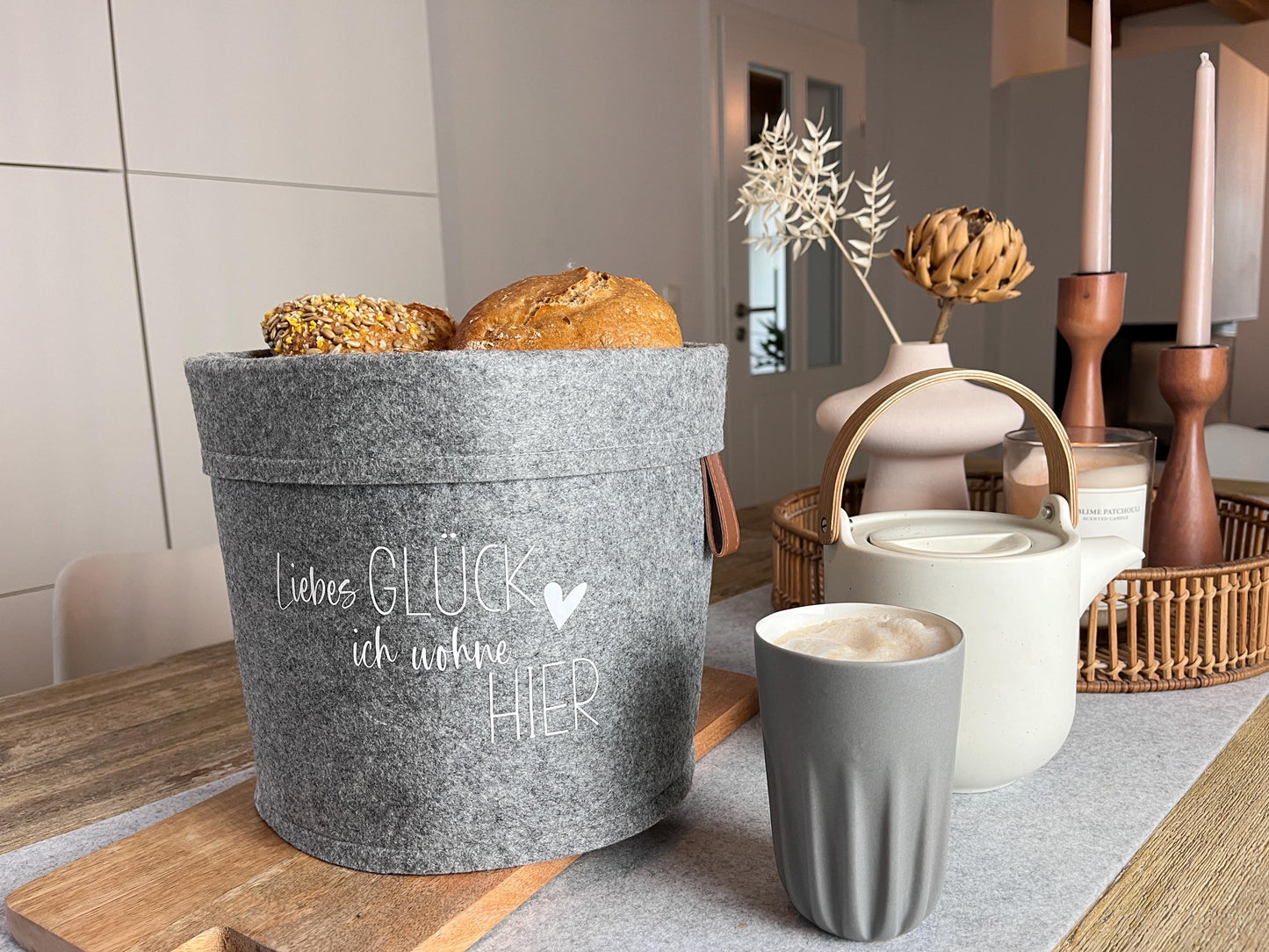 Brotkorb Utensilo Liebes Glück Filz
