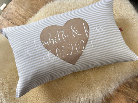 Kissen Hochzeit personalisiert beige