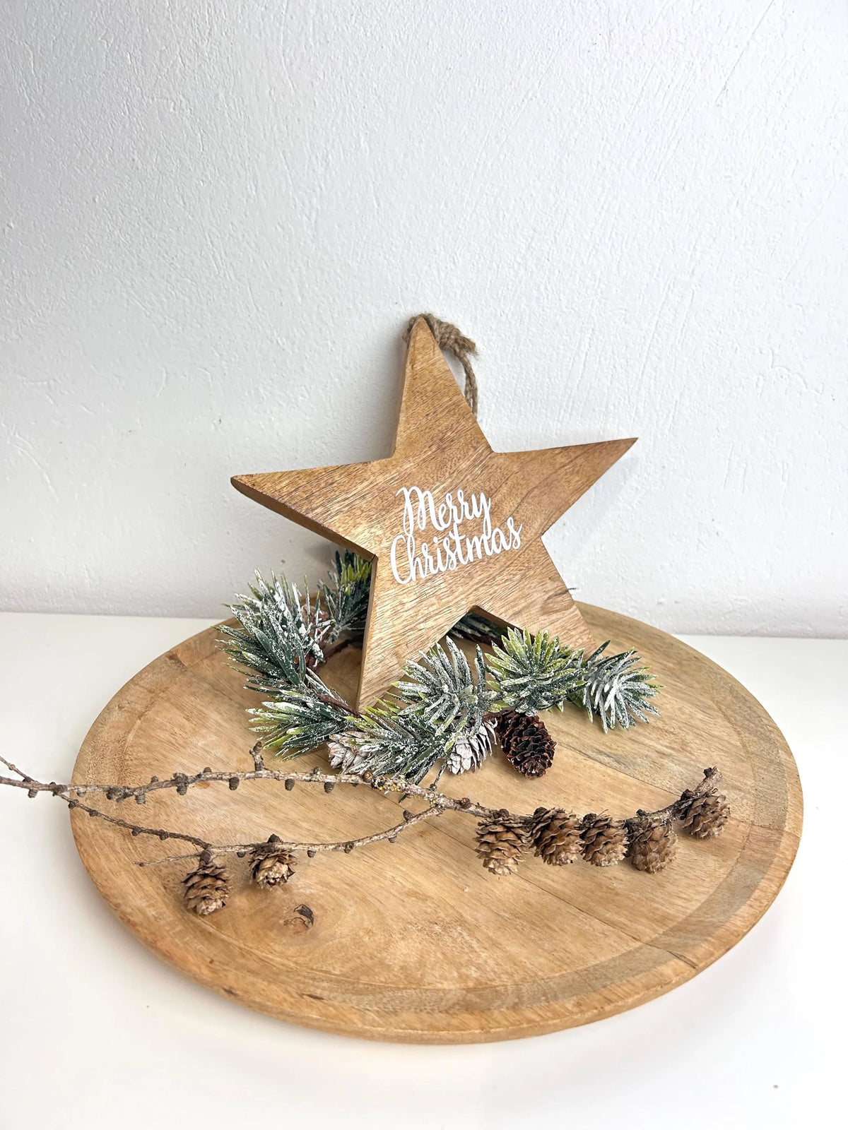 Holzstern Merry Christmas Anhänger