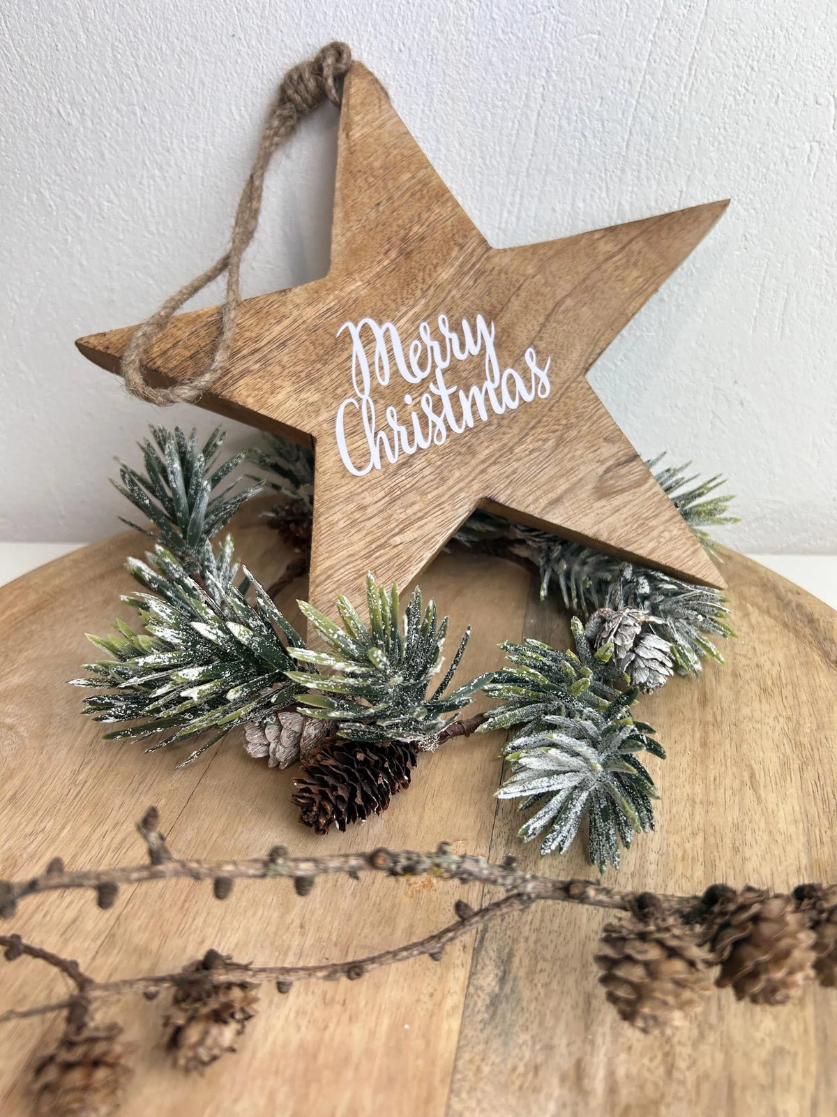 Holzstern Merry Christmas Anhänger