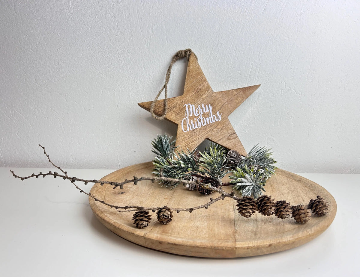 Holzstern Merry Christmas Anhänger