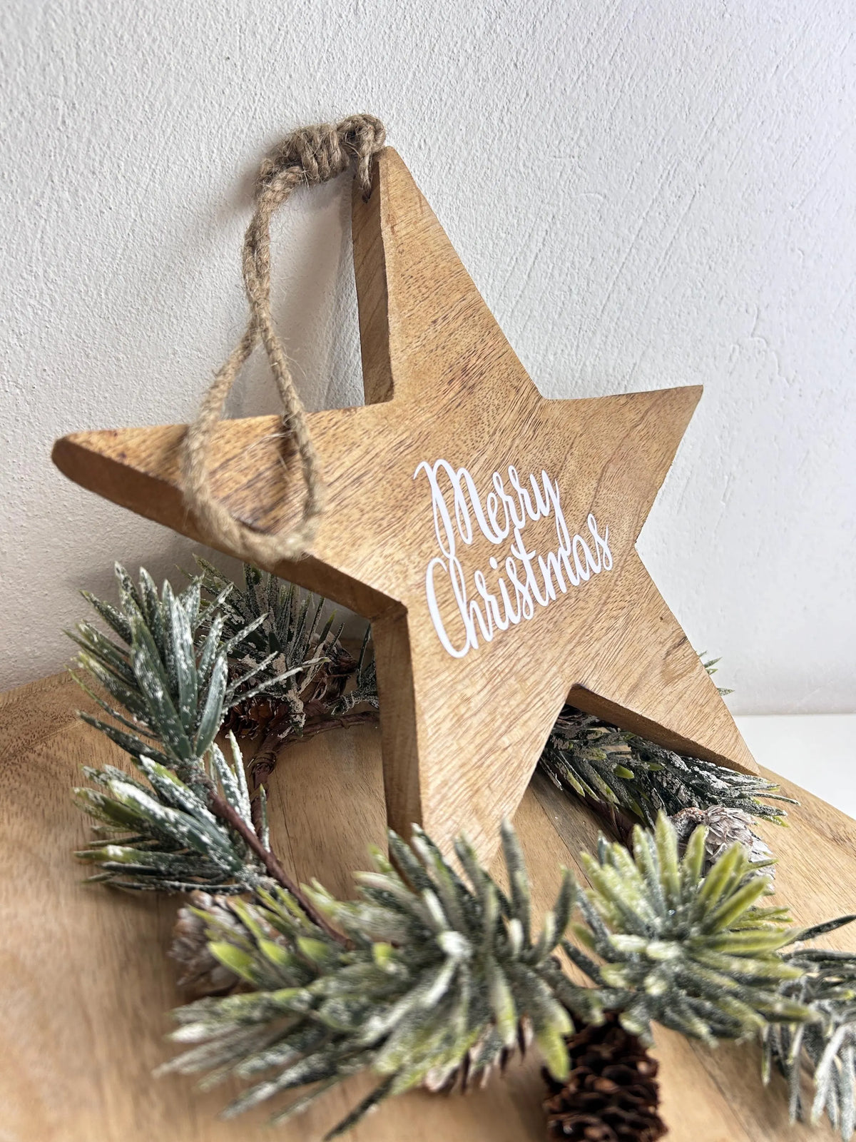 Holzstern Merry Christmas Anhänger