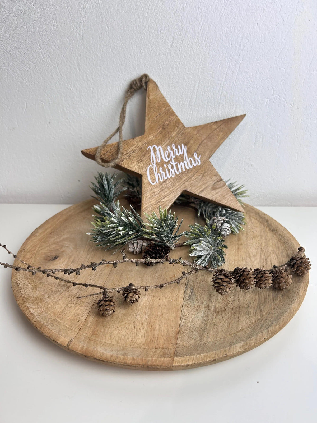 Holzstern Merry Christmas Anhänger