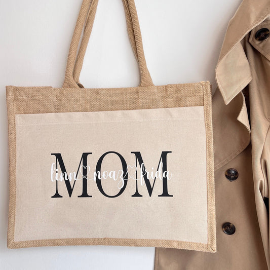 Jutetasche Shopper Jutebag MOM personalisiert
