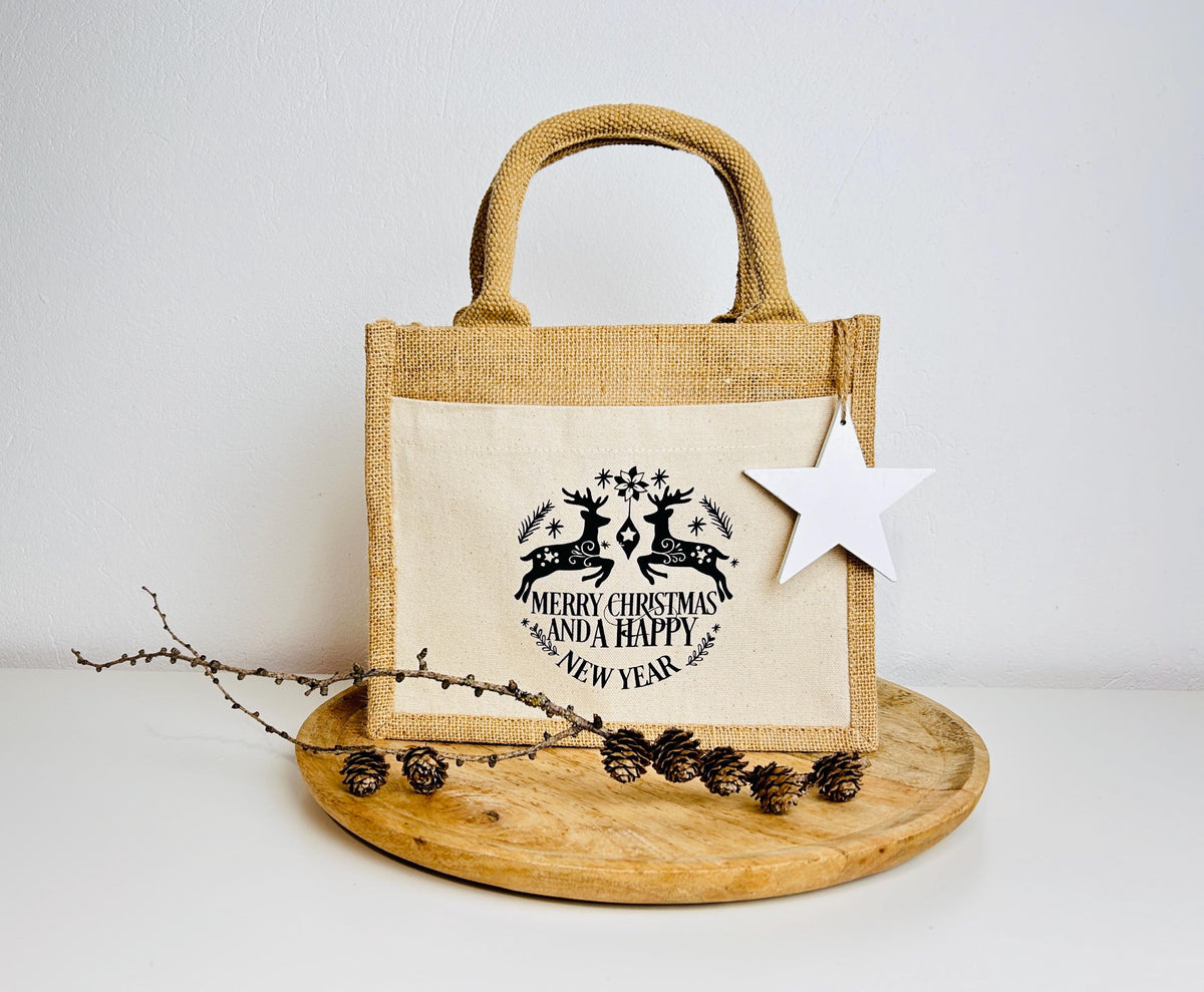 Kleine Jutetasche Geschenk Weihnachten