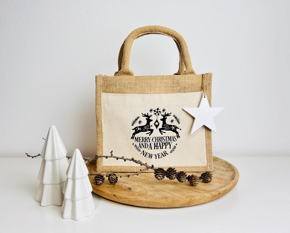 Kleine Jutetasche Geschenk Weihnachten