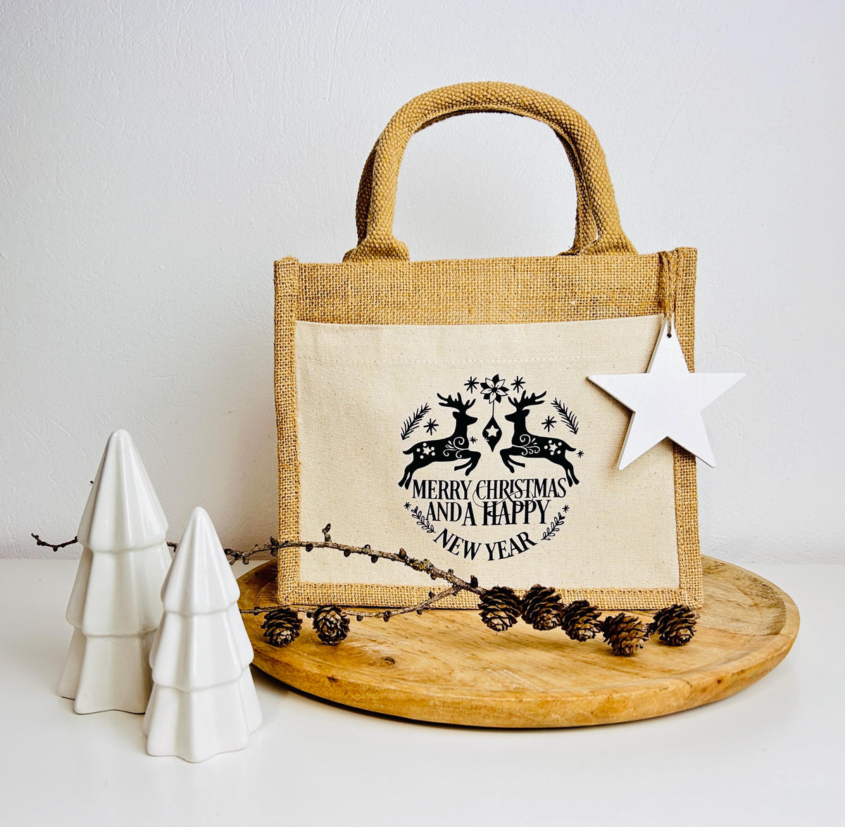 Kleine Jutetasche Geschenk Weihnachten