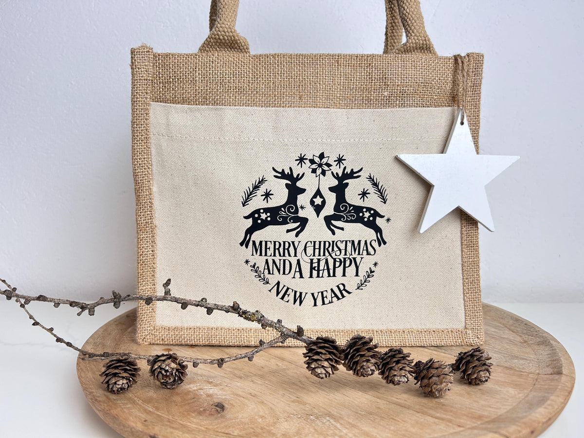 Kleine Jutetasche Geschenk Weihnachten