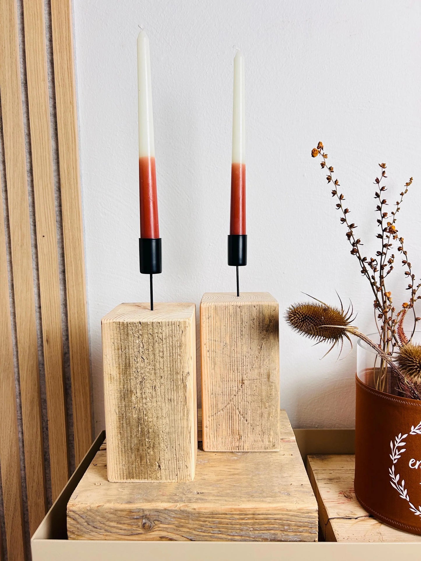 Upcycling Kerzenständer Altholz