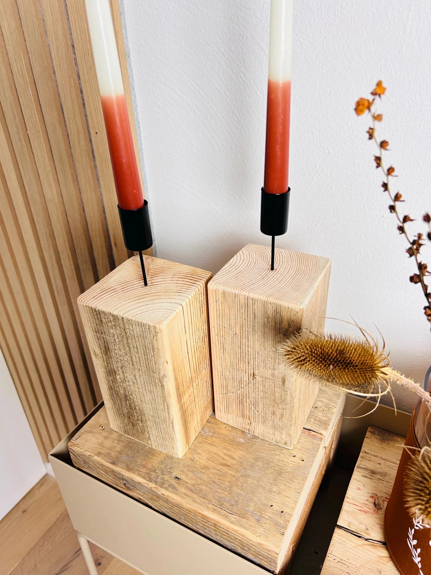 Upcycling Kerzenständer Altholz