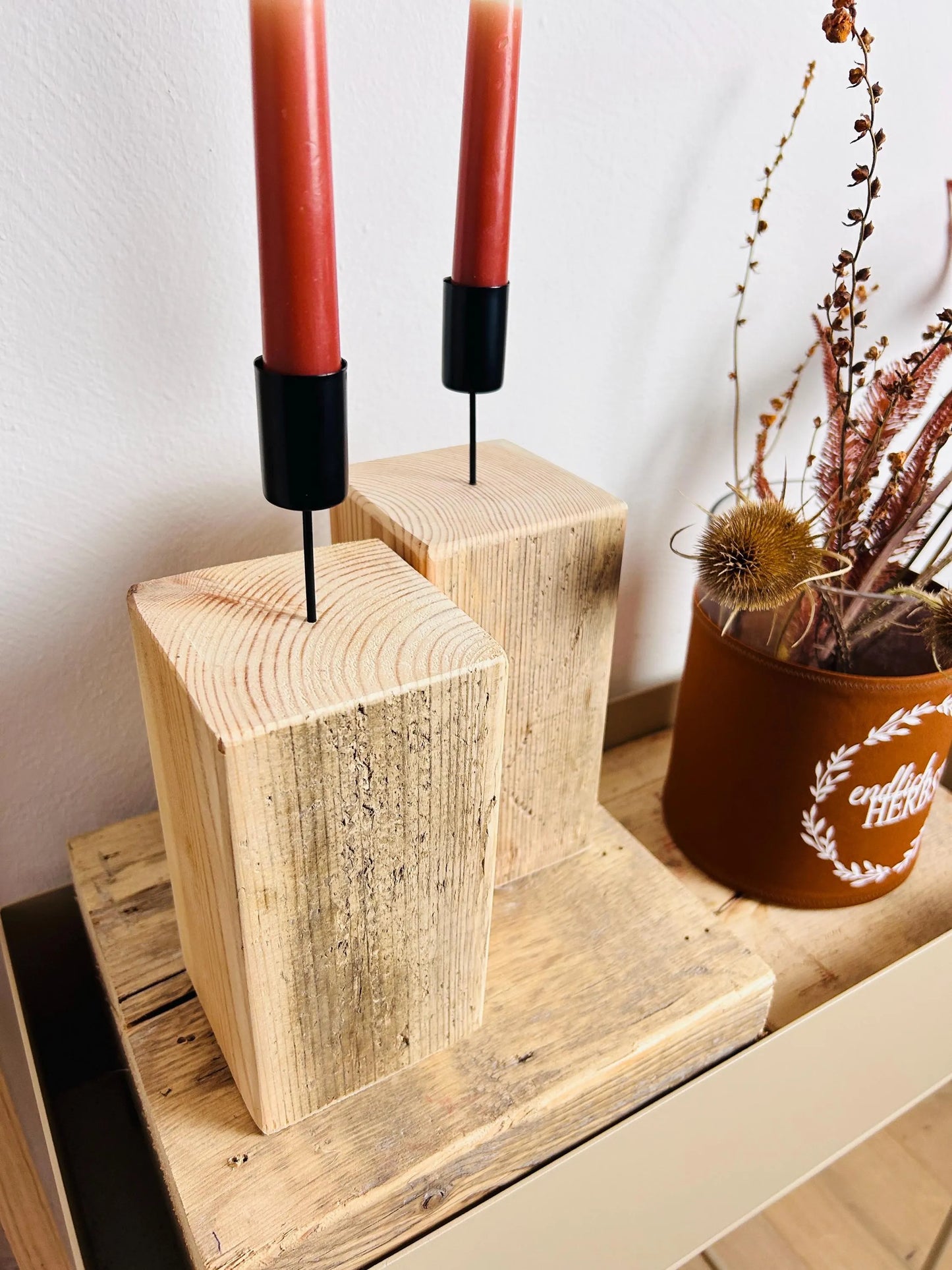 Upcycling Kerzenständer Altholz