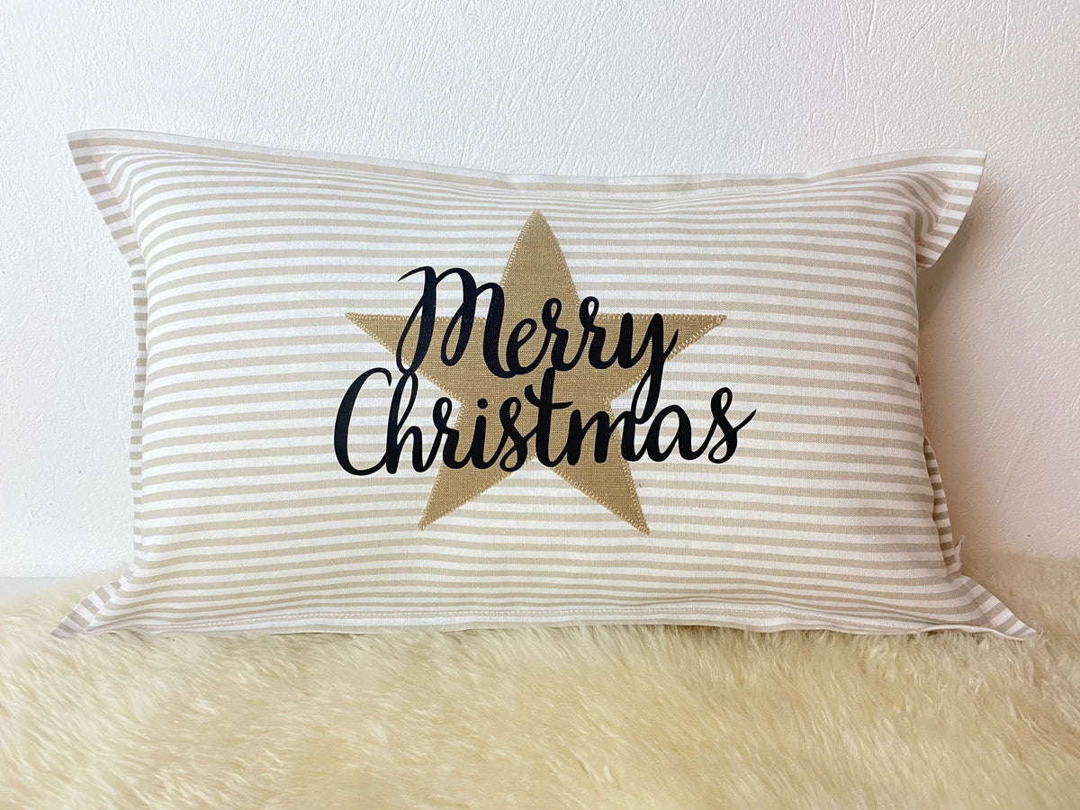Kissen Merry Christmas beige