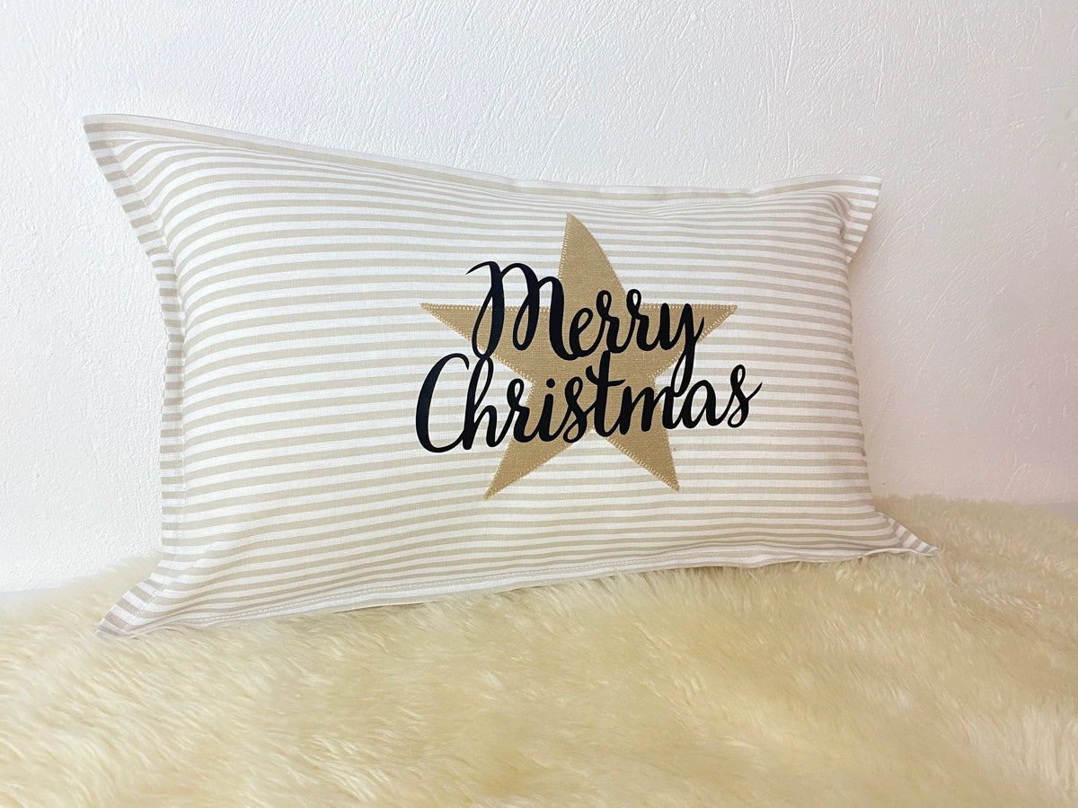 Kissen Merry Christmas beige