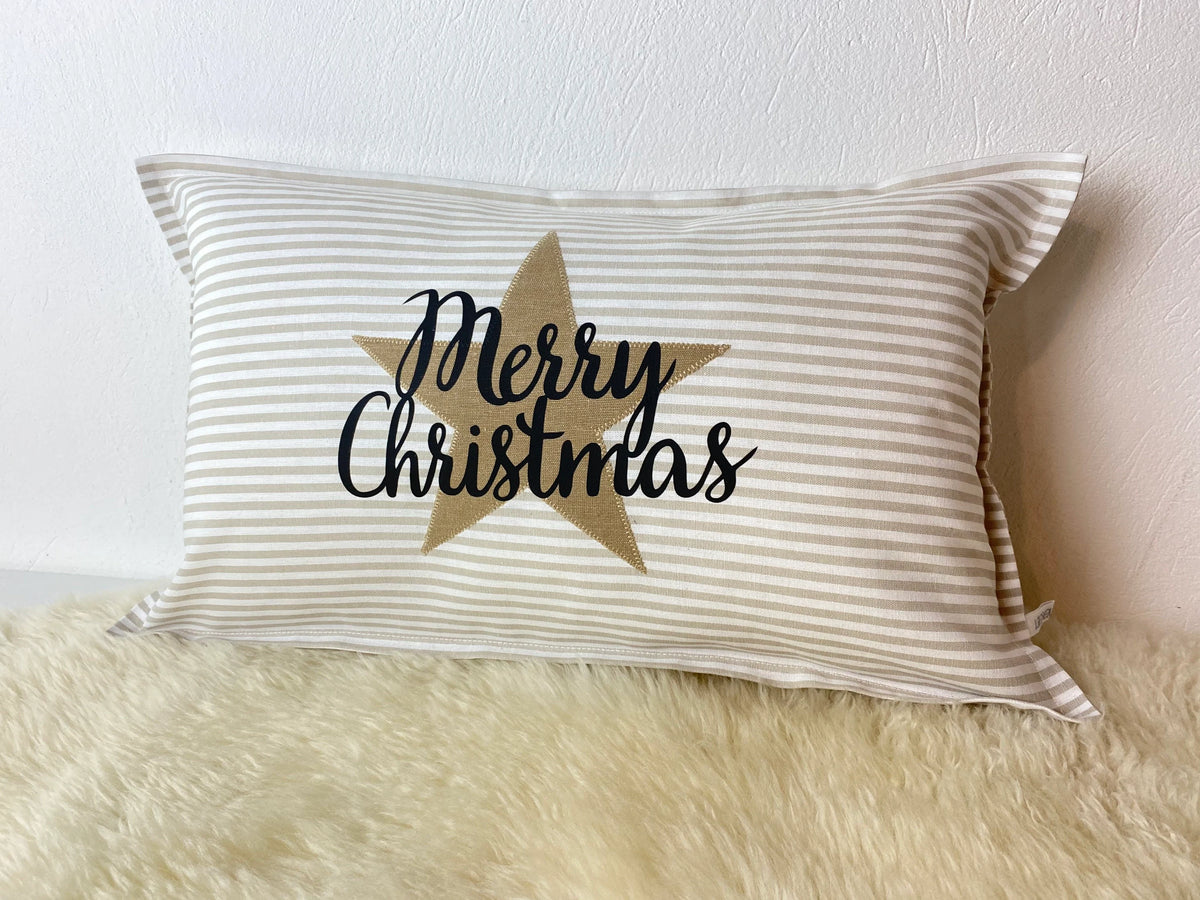Kissen Merry Christmas beige