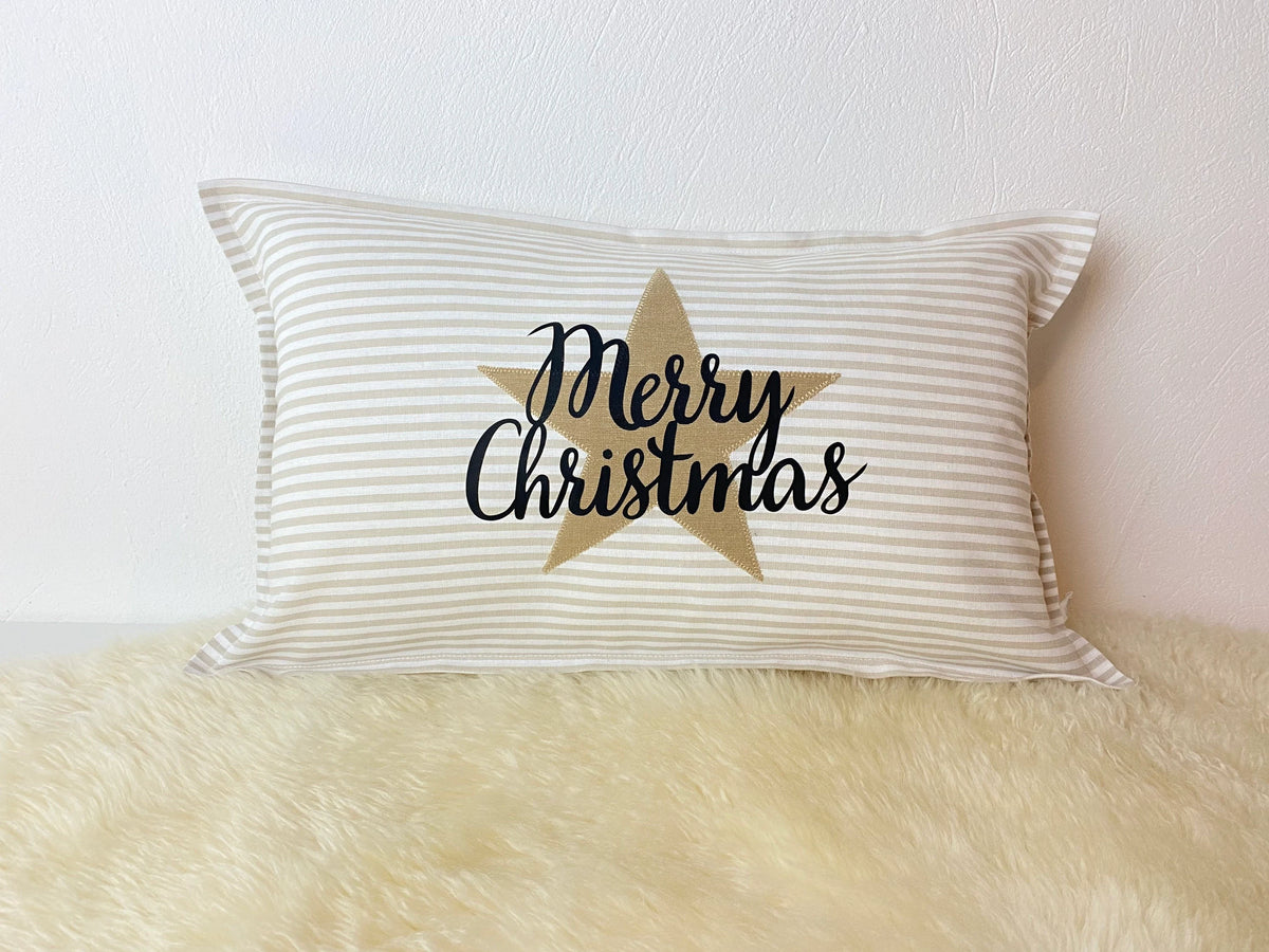 Kissen Merry Christmas beige