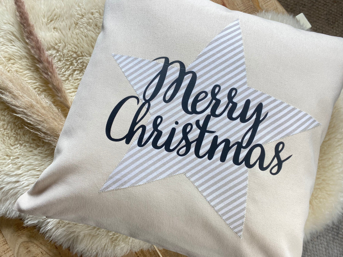 Kissen Merry Christmas cremeweiss