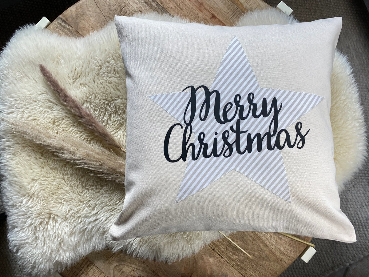 Kissen Merry Christmas cremeweiss