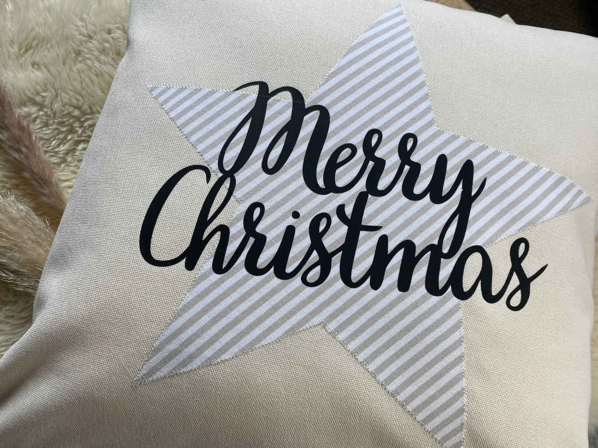 Kissen Merry Christmas cremeweiss