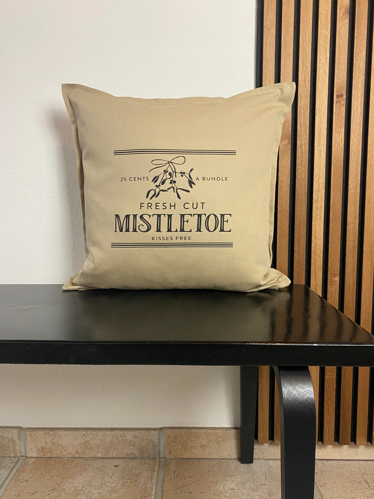 Kissen Weihnachten Mistletoe beige