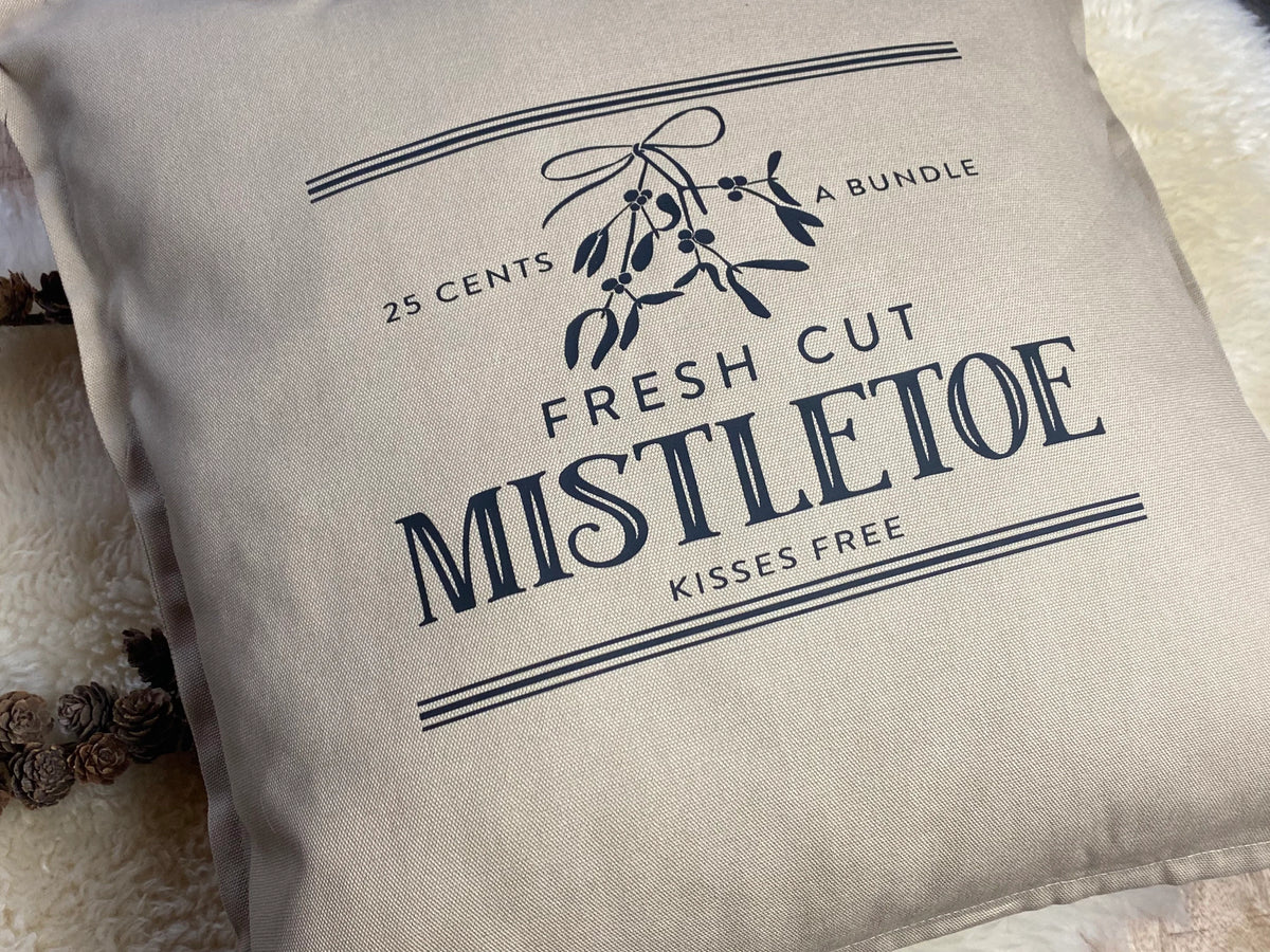 Kissen Weihnachten Mistletoe beige
