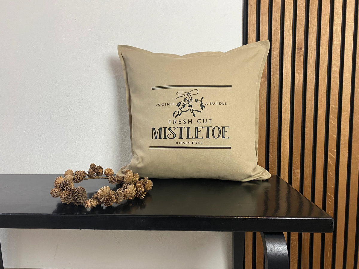 Kissen Weihnachten Mistletoe beige