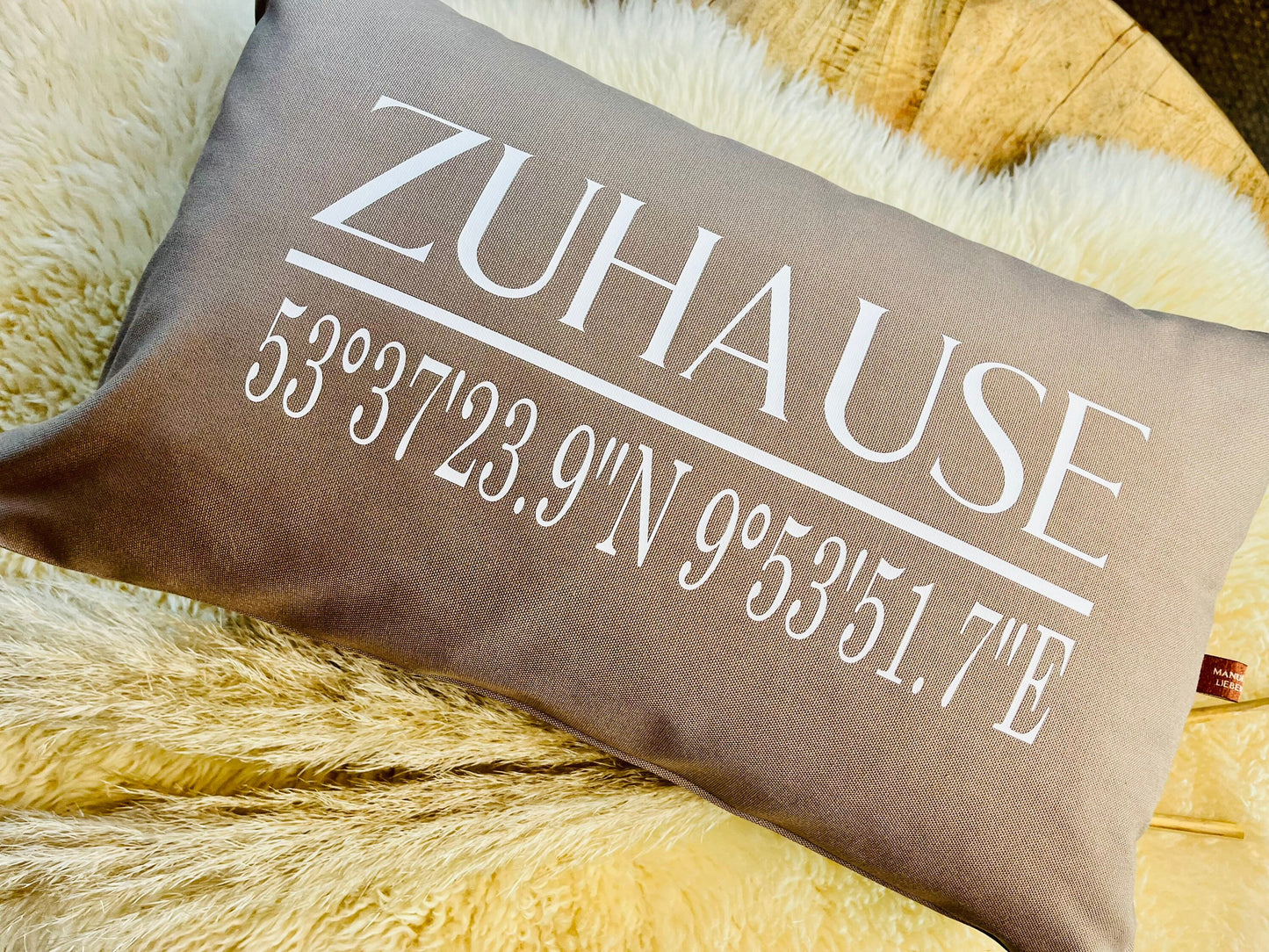 Kissen ZUHAUSE Koordinaten beige