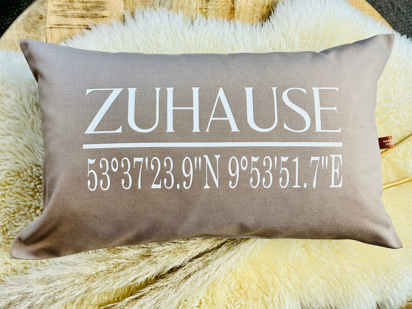 Kissen ZUHAUSE Koordinaten beige
