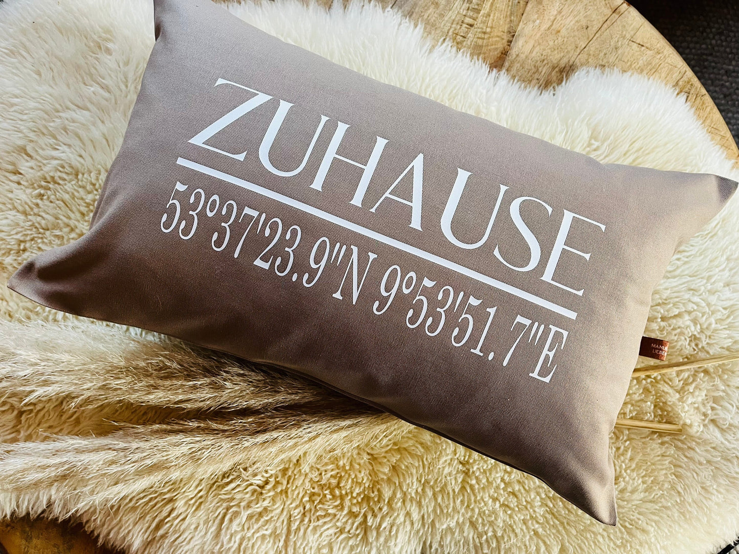 Kissen ZUHAUSE Koordinaten beige