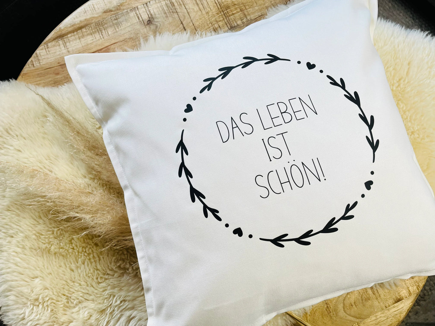 Kissen schönes Leben weiß