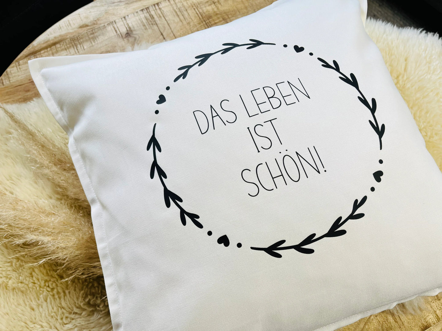Kissen schönes Leben weiß